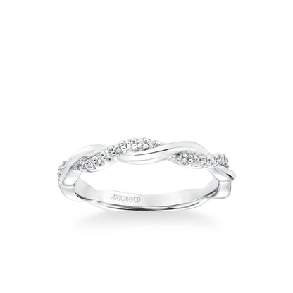 Marnie Contemporary Half Diamond Half Polished Twist Wedding Band