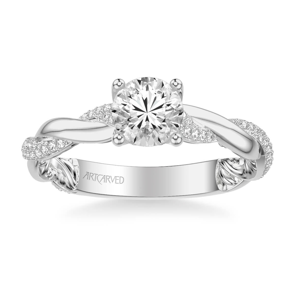 Starla Lyric Collection Contemporary Side Stone Twist Diamond Engagement Ring