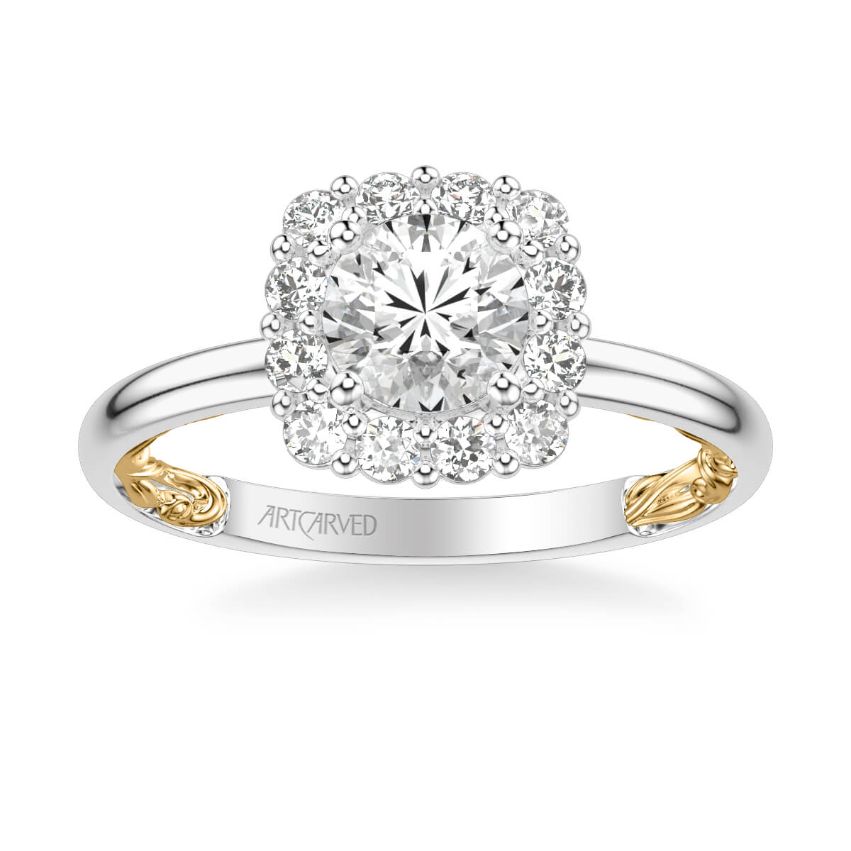 Courtney Lyric Collection Classic Cushion Halo Diamond Engagement Ring