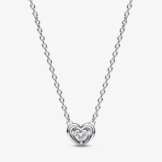 Radiant Heart & Floating Stone Pendant Collier Pandora Necklace