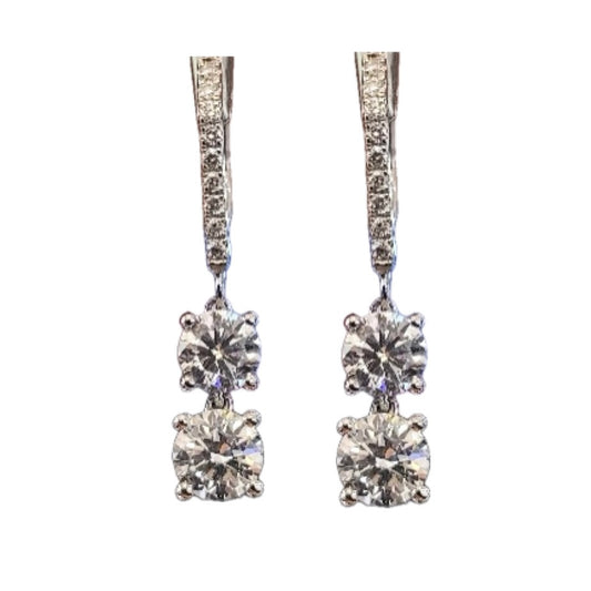 14K White Gold LGD double dangle earrings