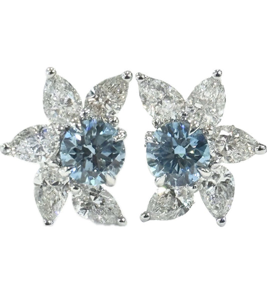 Earrings 14KW Lab-Grown Diamond Earrings, 2 Fancy Vivid Blue