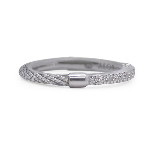 ALOR Grey Cable Reversible Band Ring with 18kt Gold & Diamonds