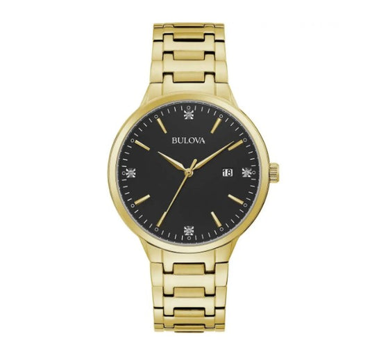 Bulova Men's Diamonds Yellow Gold Tone Stainless Steel Bracelet Watch