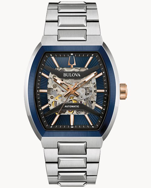 Bulova Maquina Stainless Steel Bracelet Blue Dial Men's Watch
