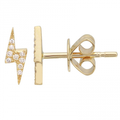 14K Yellow Gold Diamond Lightning Bolt Stud Earrings