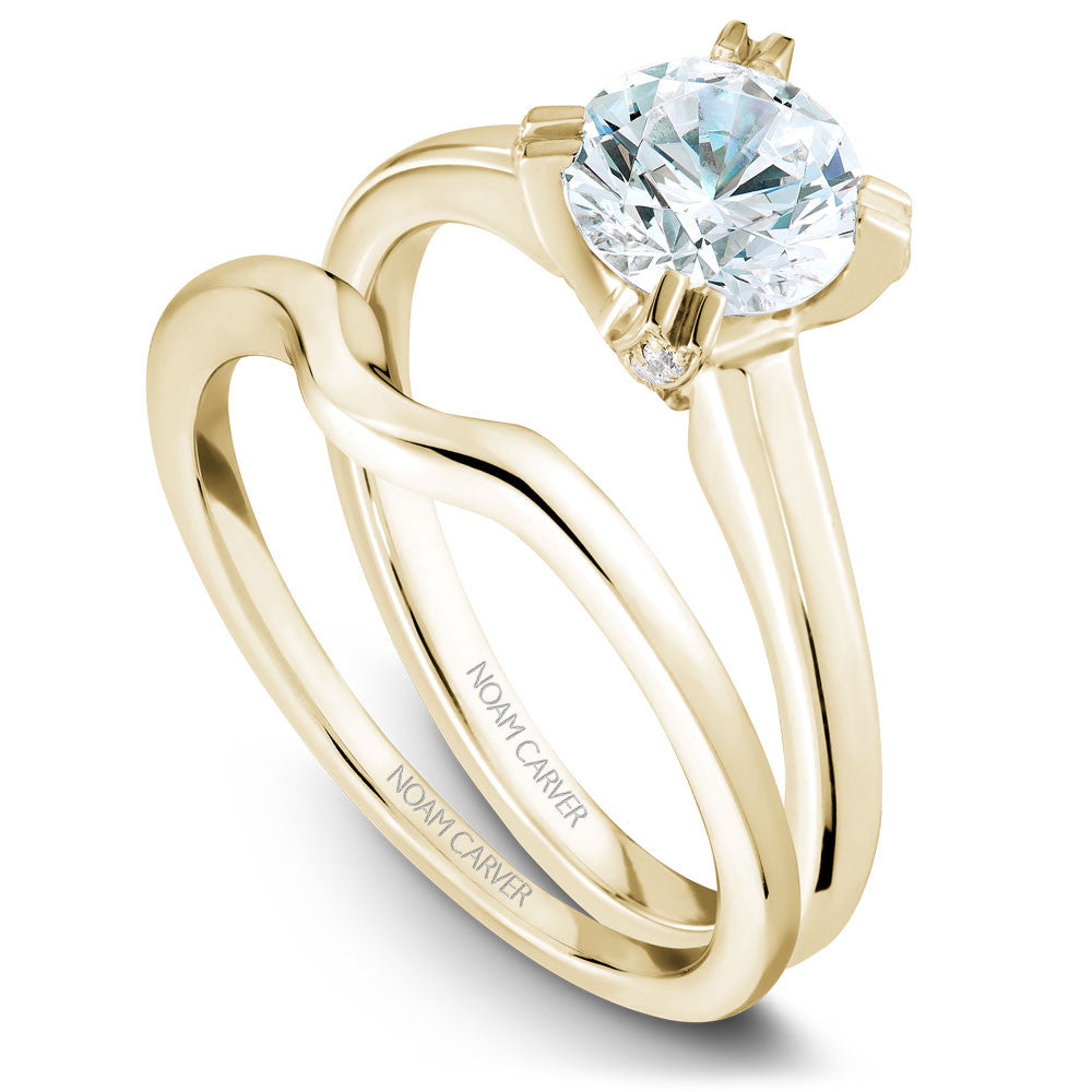 Noam Carver Solitaire with Diamond Detail Engagement Ring B002-02A