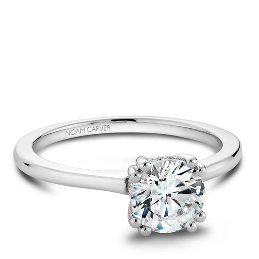 Noam Carver Solitaire Engagament Ring with Diamond Peek-A-Boo Halo B004-04A