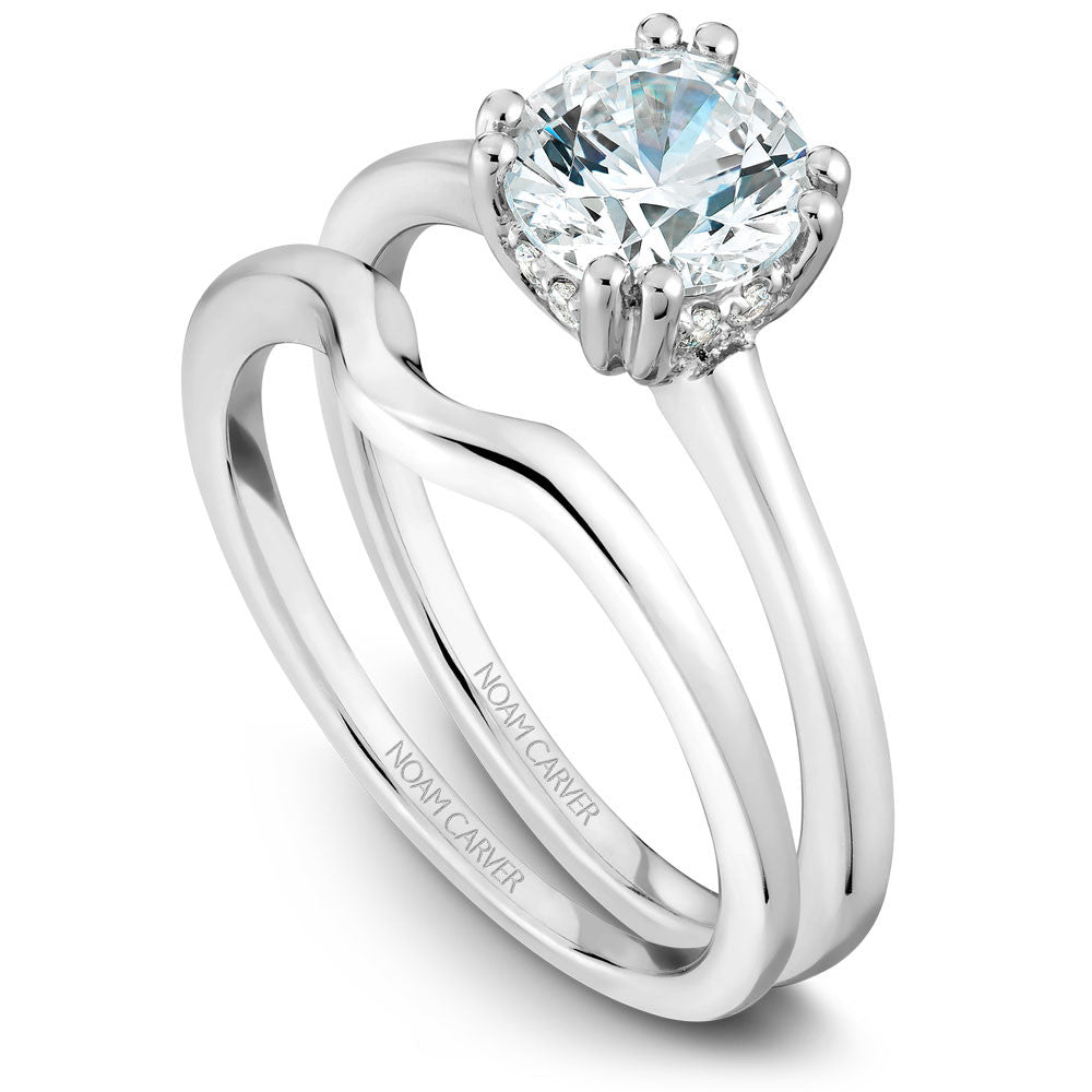 Noam Carver Solitaire Engagament Ring with Diamond Peek-A-Boo Halo B004-04A