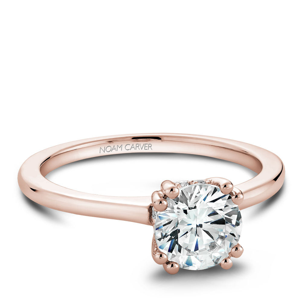 Noam Carver Solitaire Engagament Ring with Diamond Peek-A-Boo Halo B004-04A