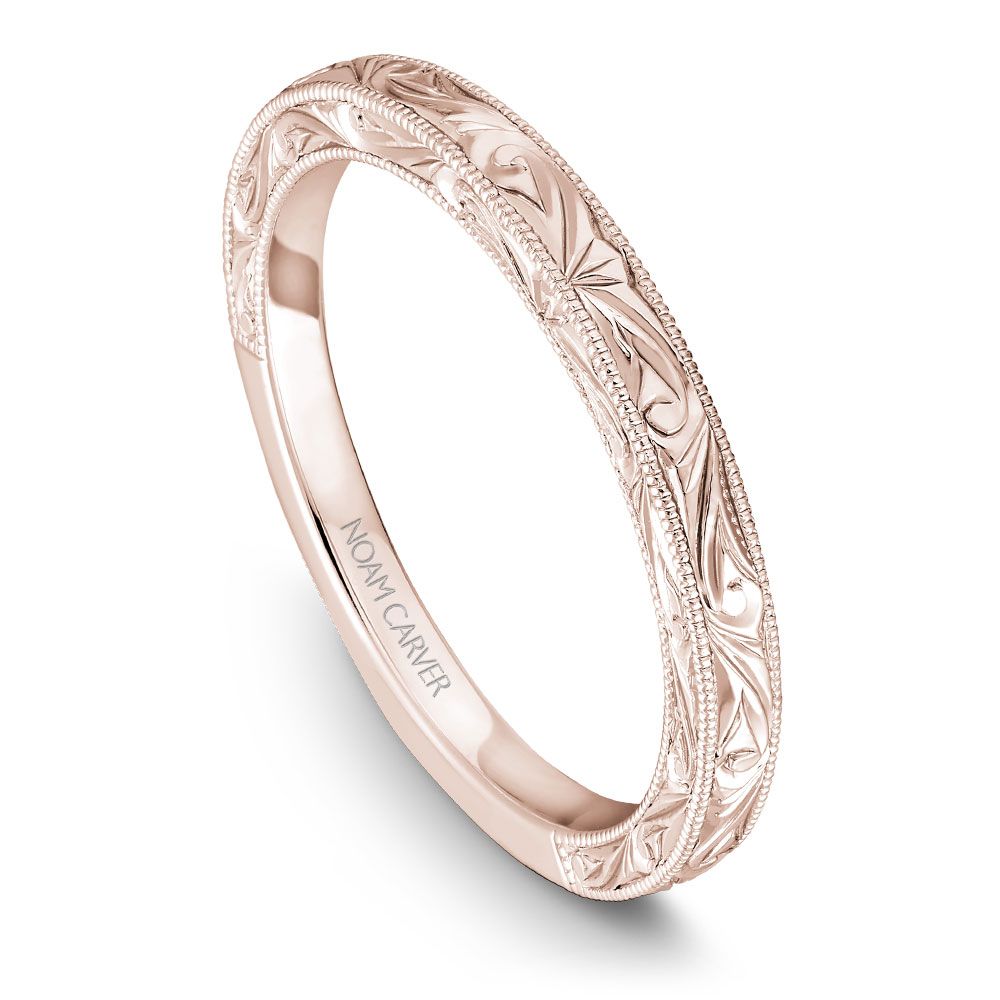Noam Carver Hand Engraved Solitaire Wedding Band B019-02EB