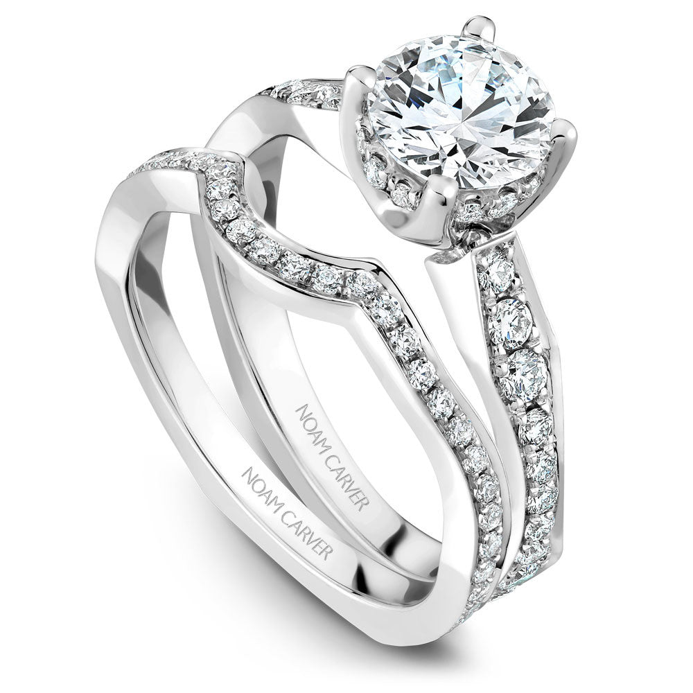 Noam Carver Micro Pav�� with Diamond Detail Engagement Ring B020-02A