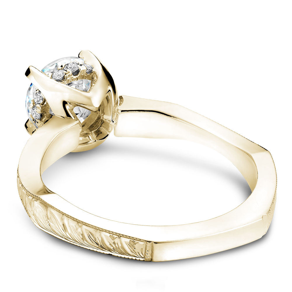 Noam Carver Hand Engraved Solitaire with Diamond Detail Setting Engagement Ring B020-04EA