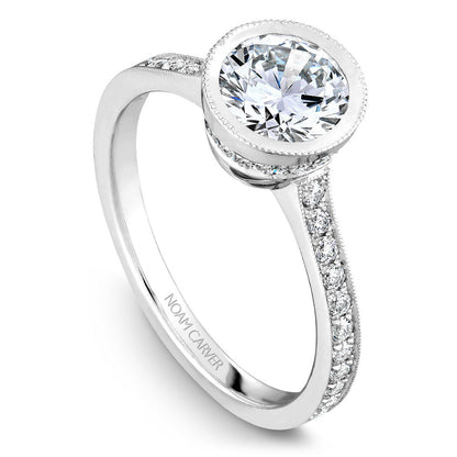 Noam Carver Micro Pav�� with Bezel Diamond Top Engagement Ring B025-02A