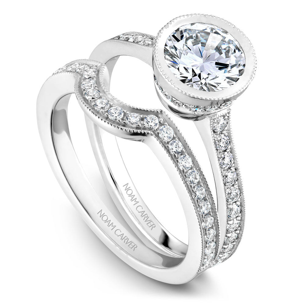 Noam Carver Micro Pav�� with Bezel Diamond Top Engagement Ring B025-02A