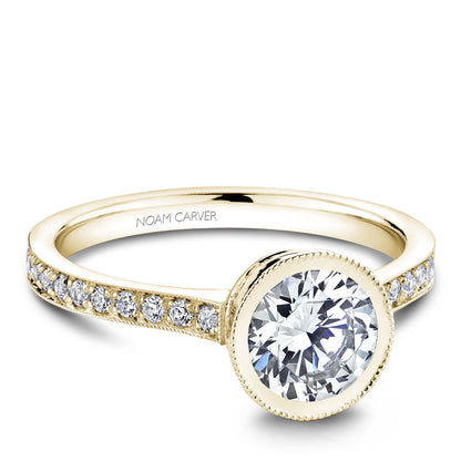 Noam Carver Micro Pav�� with Bezel Diamond Top Engagement Ring B025-02A