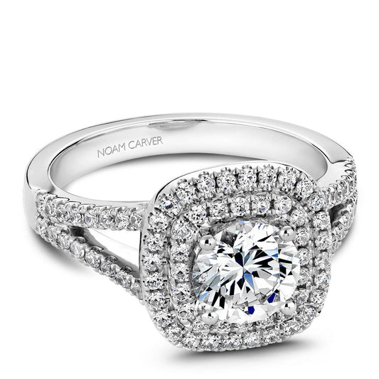 Noam Carver Split Shank Double Halo Diamond Engagement Ring B035-01A