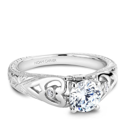 Noam Carver Vintage Inspired Hand Engraved Diamond Engagement Ring B051-01A