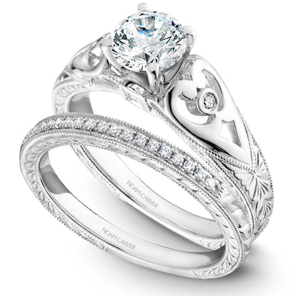 Noam Carver Vintage Inspired Hand Engraved Diamond Engagement Ring B051-01A