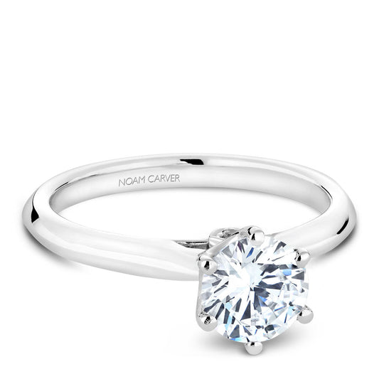 Noam Carver Classic Solitaire Engagement Ring with Diamond Detail Setting B143-17A