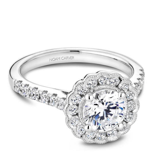 Noam Carver Diamond Engagement Ring with Floral Diamond Halo B150-01A