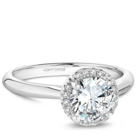 Noam Carver Petite Diamond Halo Solitaire Engagement Ring B260-01A