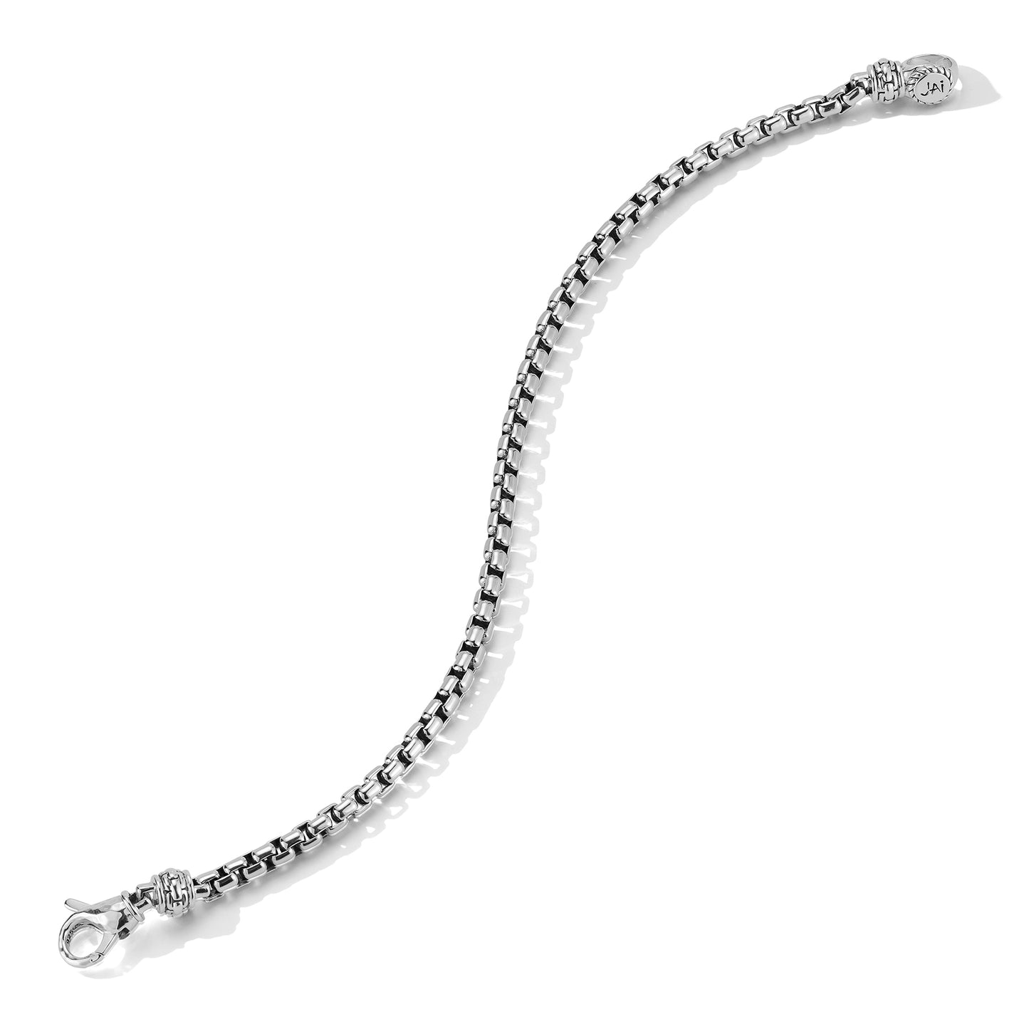 JAI Sterling Silver 3.7mm Box Chain Bracelet