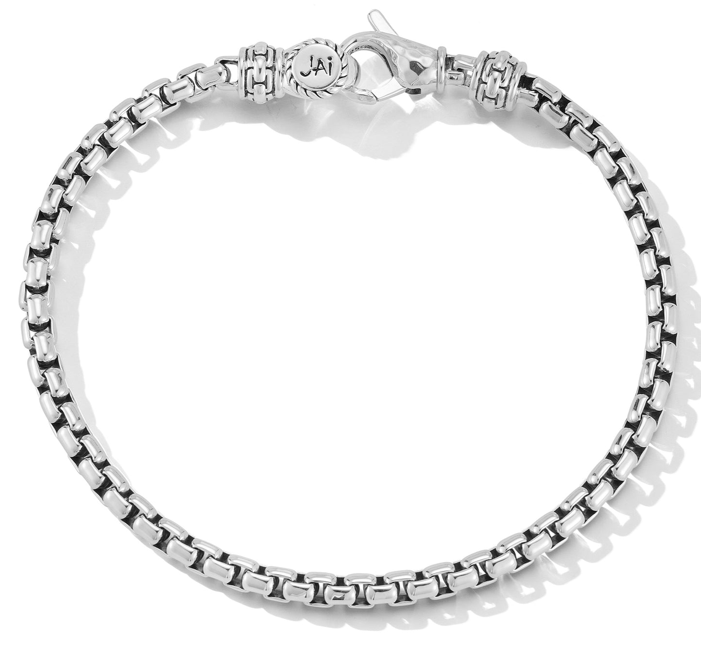 JAI Sterling Silver 3.7mm Box Chain Bracelet