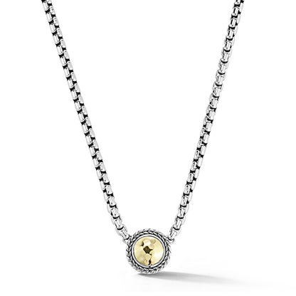 JAI Sterling Silver & 14K Gold Hammered Disk Box Chain Necklace