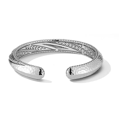 JAI Sterling Silver & Gemstone Master Artisan 10mm Cuff Bangle with White Topaz