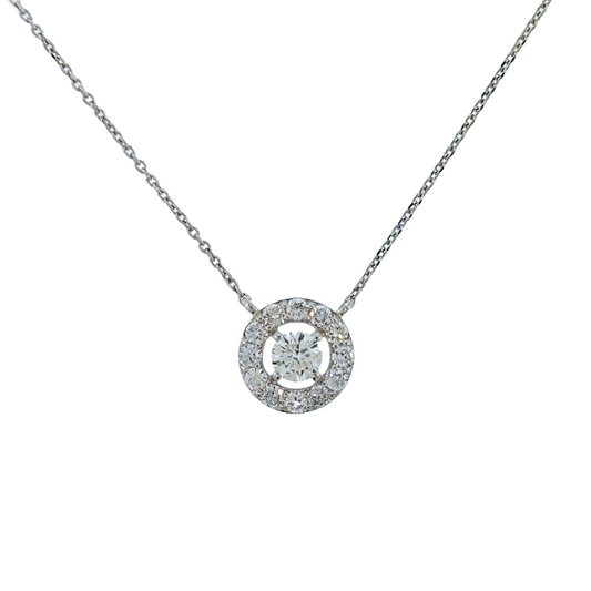 14K White Gold Lab Grown Diamond Halo Necklace