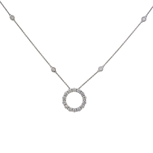 14K White Gold Lab Grown Diamond Open Circle Necklace