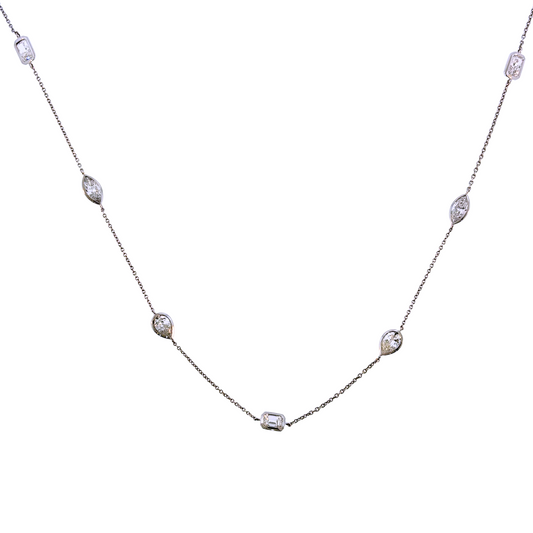 14K White Gold Lab Grown Multi-Shaped Diamonds by the Yard Necklace