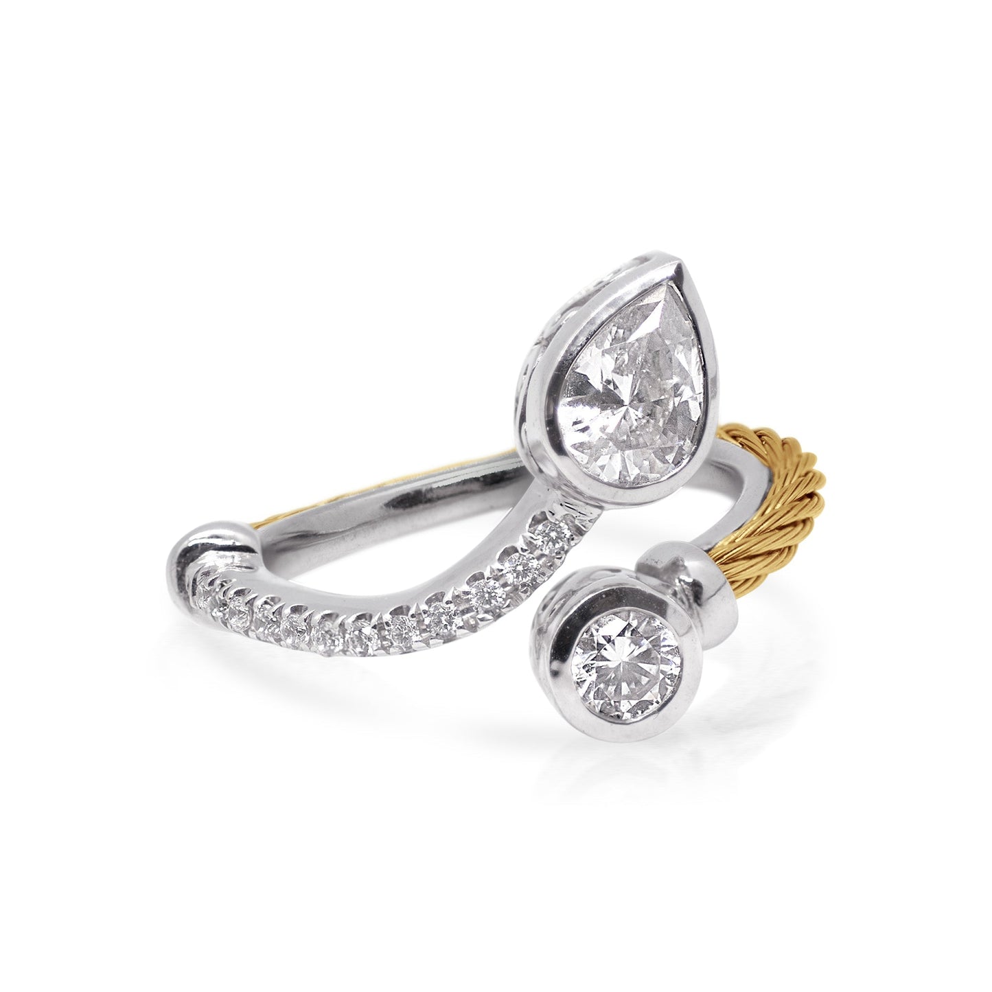 ALOR Day Diamonds Teardrop & Round Bypass Ring