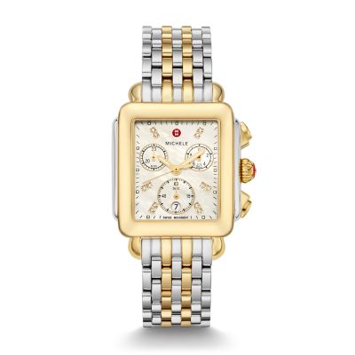 Deco Two-Tone 18K Gold Diamond Dial Watch