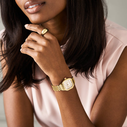 Meggie 18K Gold-Plated Diamond Dial Watch