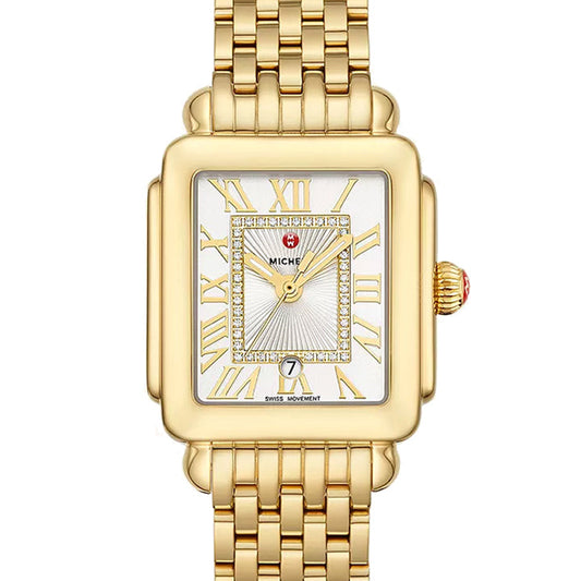 Michele Deco Madison Mid 18K Gold Diamond Dial Watch - MWW06G000014