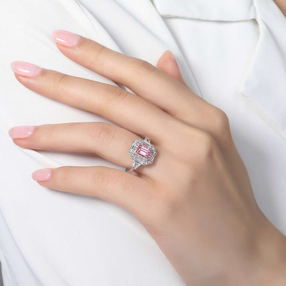 Baguette Halo Engagement Ring