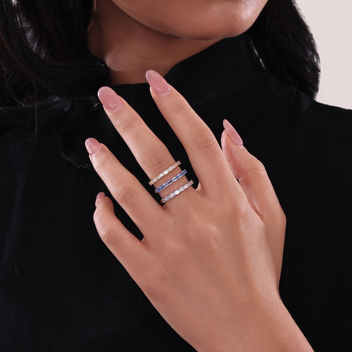 Baguette Half-Eternity Band