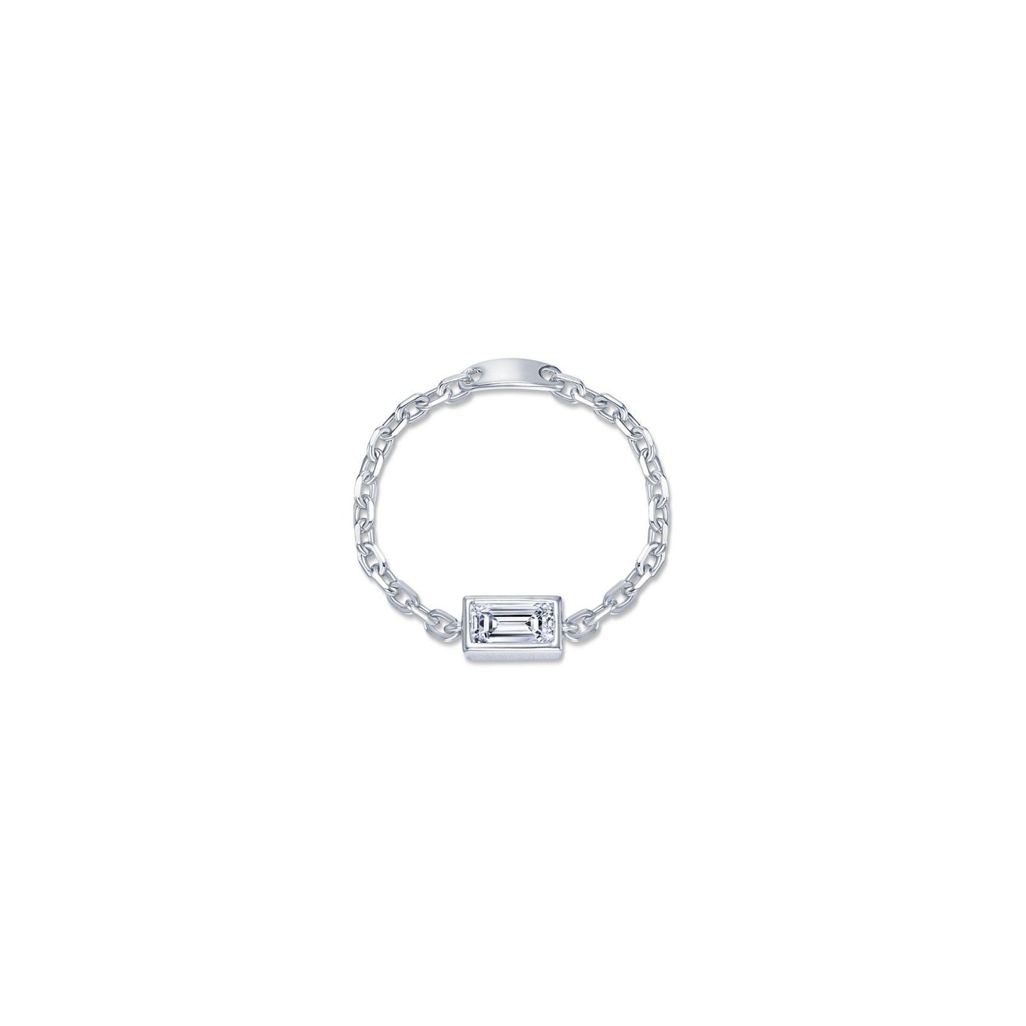 Emerald-Cut Bezel-Set Chain Ring