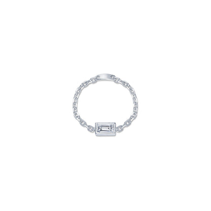 Emerald-Cut Bezel-Set Chain Ring
