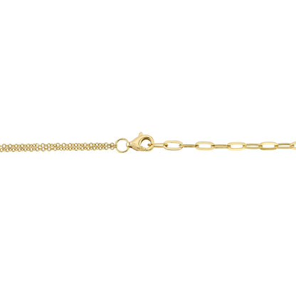 0.13CT DIAMOND & 0.41CT MOTHER OF PEARL 14K Y/G HEART PAPER CLIP LINK NECKLACE