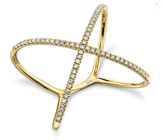 14K Yellow Gold Diamond "X" Ring