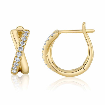 0.25CT 14K Y/G DIAMOND HUGGIE EARRING