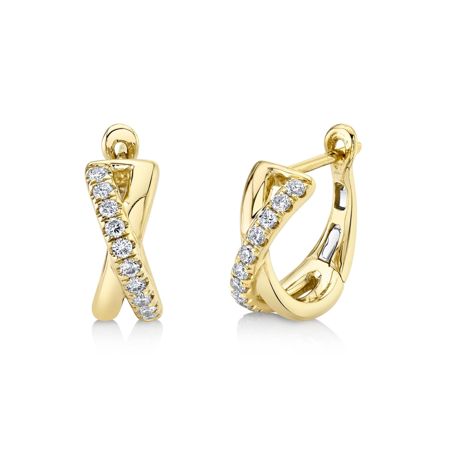 0.25CT 14K Y/G DIAMOND HUGGIE EARRING
