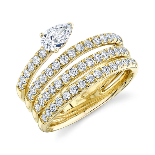 1.28CT 14K Y/G DIAMOND PEAR RING SZ 6