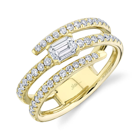 0.88CT 14K Y/G DIAMOND EMERALD RING