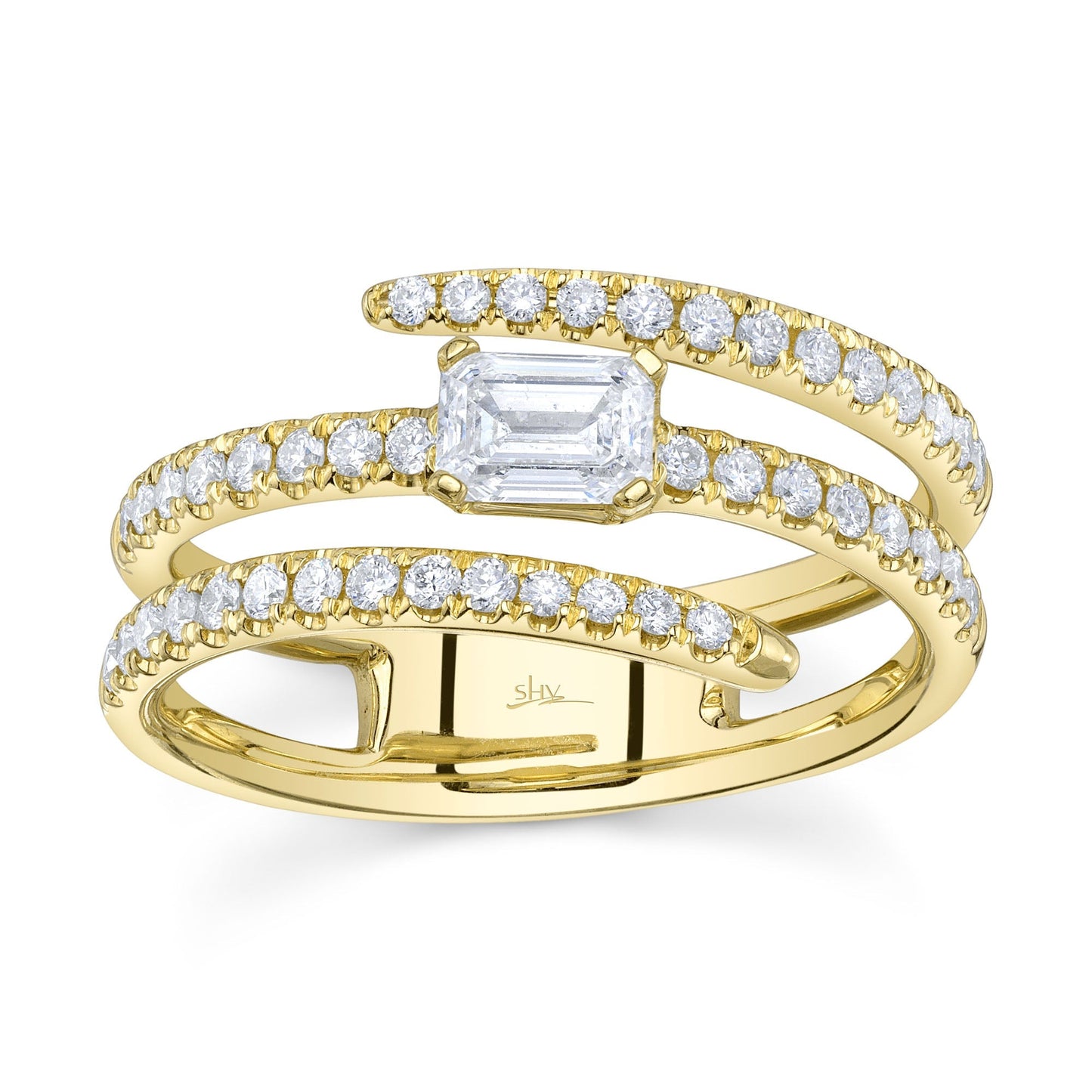 0.88CT 14K Y/G DIAMOND EMERALD RING