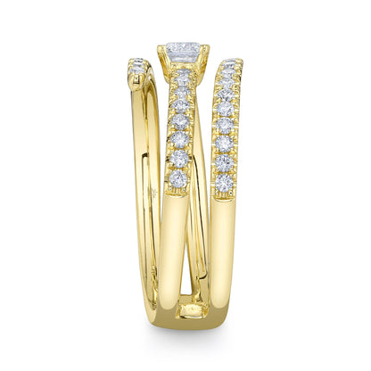 0.88CT 14K Y/G DIAMOND EMERALD RING