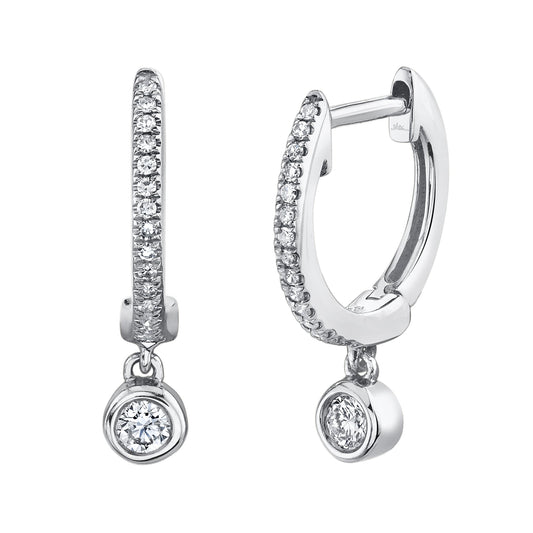 0.14CT 14K W/G DIAMOND BEZEL HUGGIE EARRING